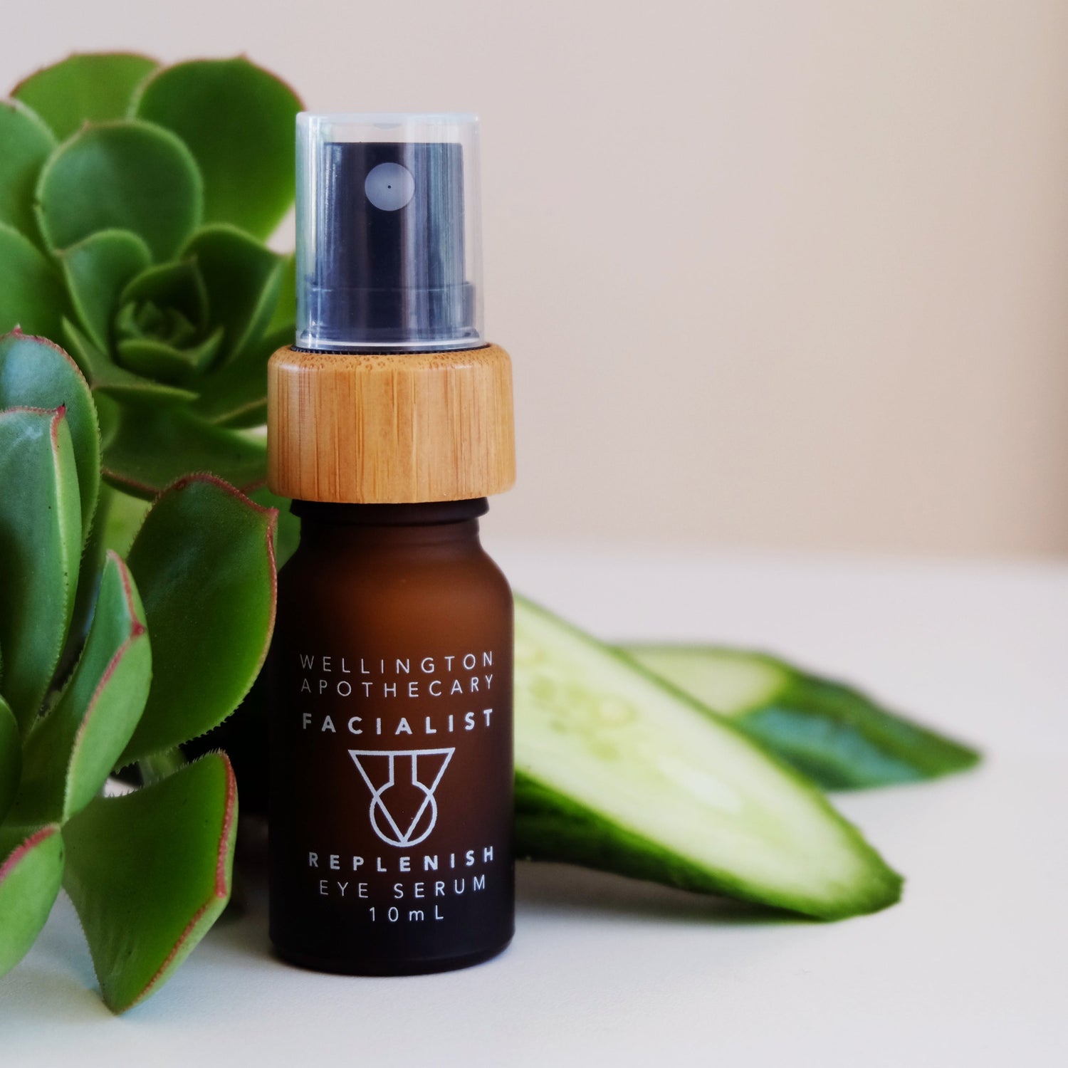 Replenish eye serum formulated by holistic facialist with aloe vera and cucumber extracts, and handmade by herbalists at Wellington Apothecary.